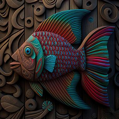 3D model South American multicolored fish (STL)